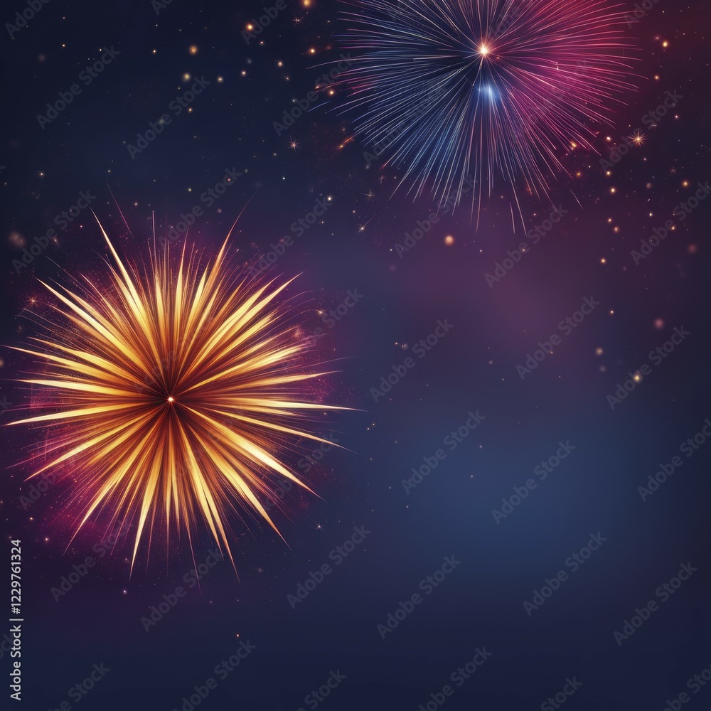 Fototapeta premium Bright fireworks light up a starry night sky with colorful explosions in a cheerful celebration, AI generated