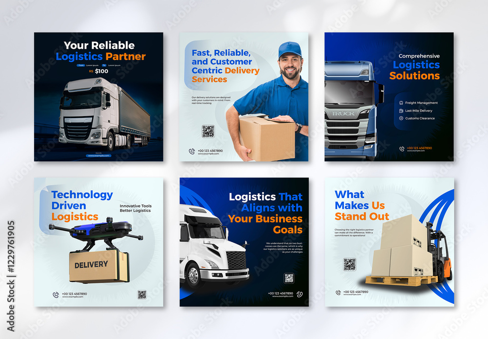 Logistics Informative Post Logistic Service Social Media Post Template Stock Template | Adobe Stock