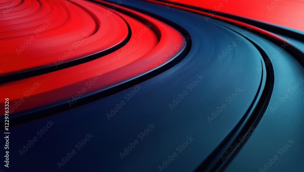Fototapeta premium Abstract Red and Blue Swirling Curves: A Digital Art Piece