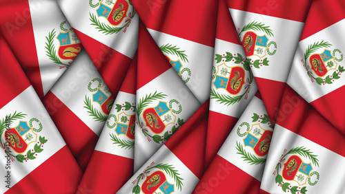 Set of Peru Flags Stacked on Top of Each Other