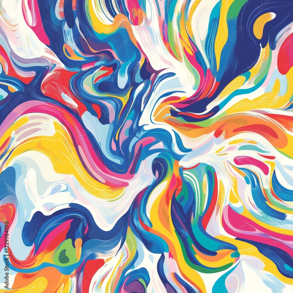 A colorful swirl of paint with a blue and white center. The colors are bright and vibrant, creating a sense of energy and movement. The painting seems to be abstract A colorful swirl of paint with a blue and white center. The colors are bright and vibrant, creating a sense of energy and movement. The painting seems to be abstract