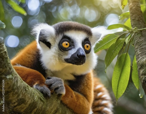 AI generated, animal, animals, mammal, mammals, biotope, habitat, one, individual, foraging, wildlife, ring-tailed lemur (Lemur catta), Madagascar, primates, prosimians, red-brown, red-brown, lemurs, Africa photo