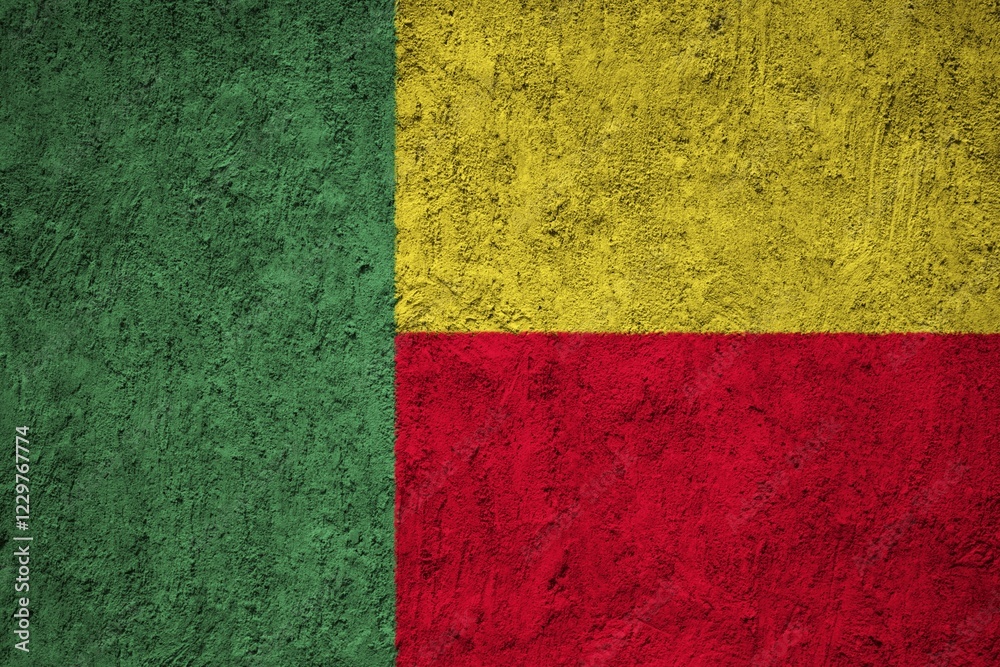 Benin flag painted on the cracked grunge concrete wall Benin flag painted on the cracked grunge concrete wall