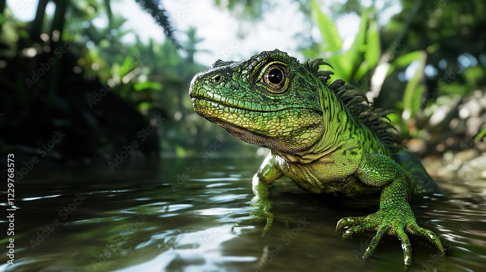 Obraz premium Green Basiliscus in Cahuita National Park 16k Resolution