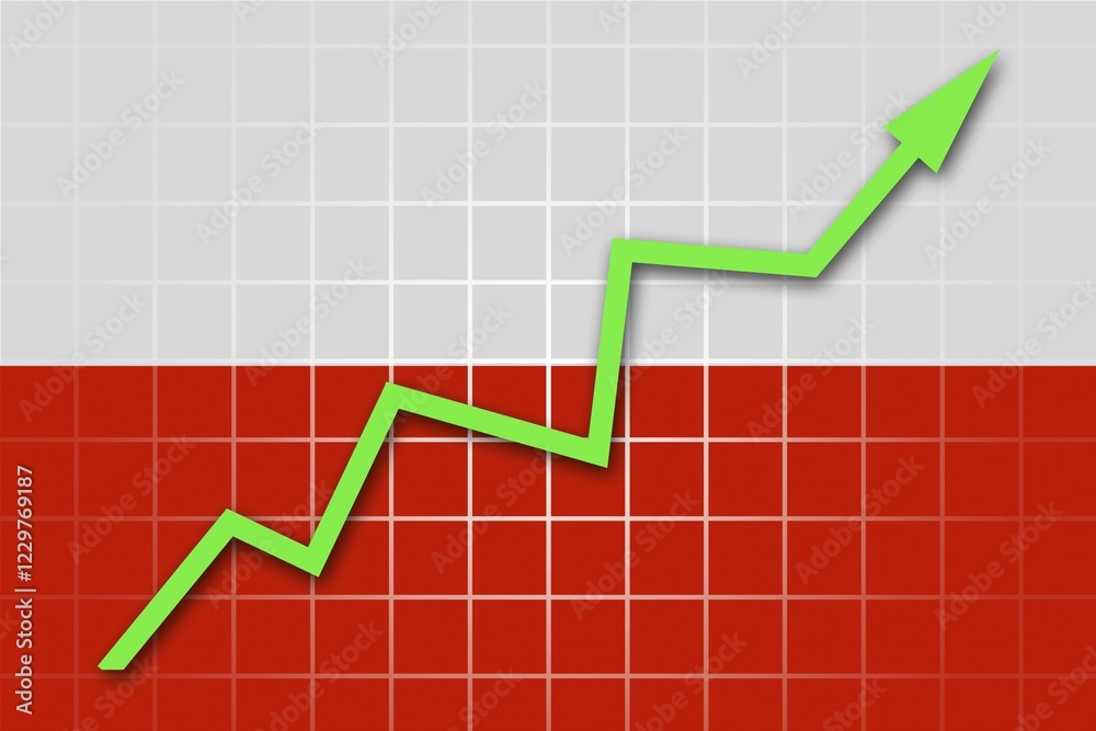 The Polish flag and arrow graph going up The Polish flag and arrow graph going up