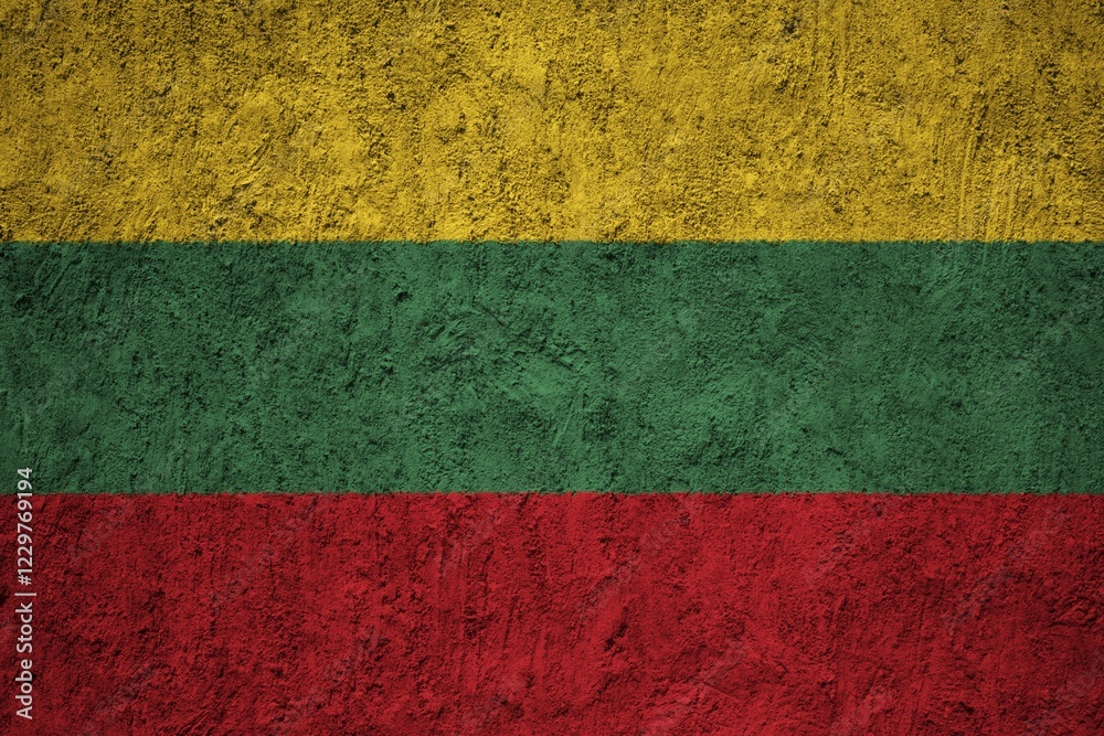 Lithuania Flag painted on the cracked grunge concrete wall Lithuania Flag painted on the cracked grunge concrete wall