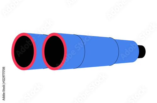 Binoculars in flat vector illustration symbolizing vision, exploration, observation, and outdoor adventure, isolated on white background.