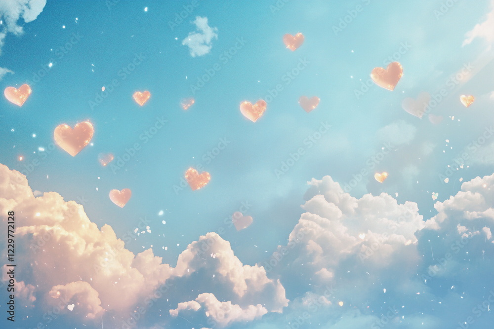 Fototapeta premium Sunny blue sky with gentle clouds, creating a perfect backdrop for travel, nature, hope, and inspirational messages. 