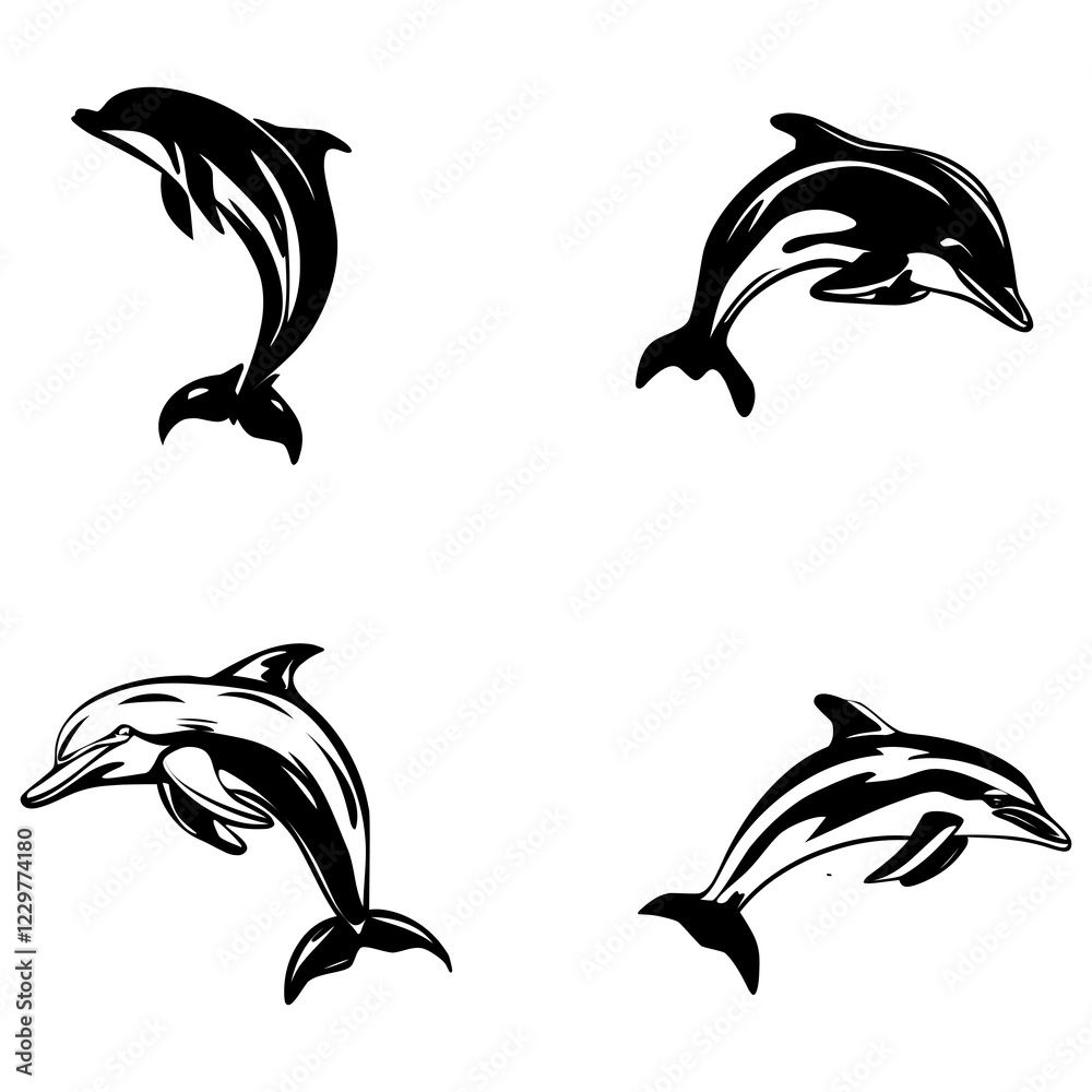 Naklejka premium dolphins jump in the middle of the waves with a charming natural beach feel