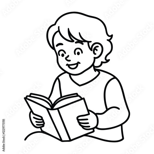 child reads bible vector icon 