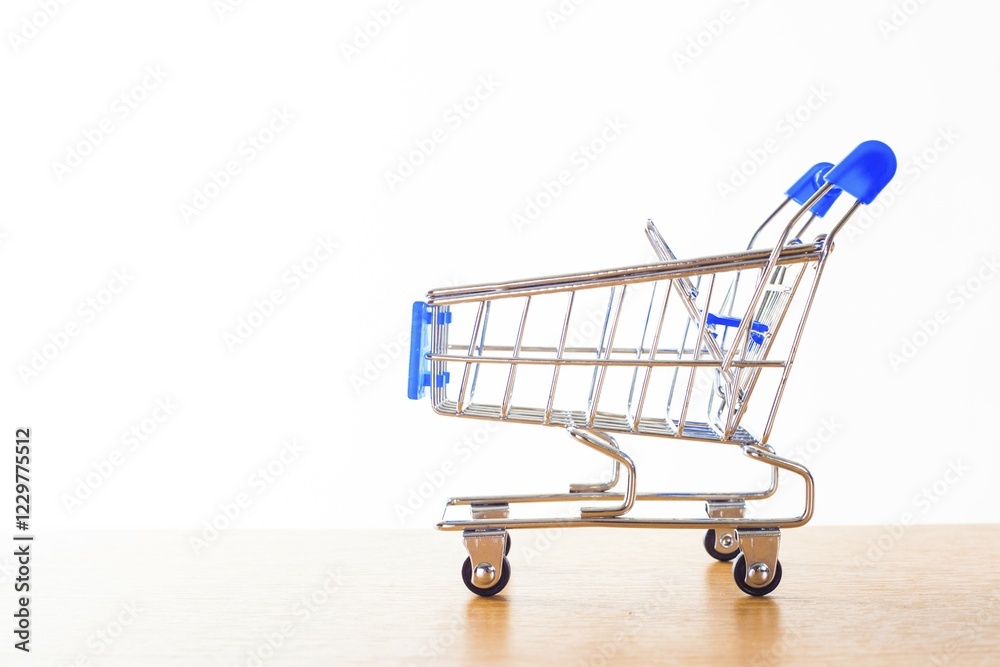 Shopping carts on the wooden floor. isolated on white Shopping carts on the wooden floor. isolated on white