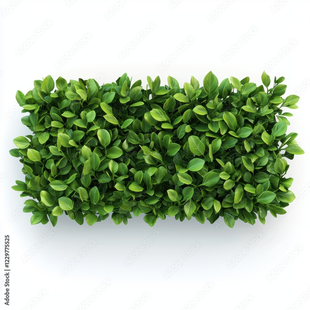 Fototapeta premium trimmed hedge with neatly shaped leaves, isolated on a clean white background