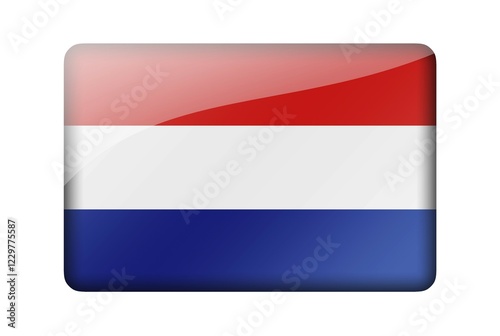 The Netherlands flag. Rectangular glossy icon. Isolated on white background Free Download The Netherlands flag. Rectangular glossy icon. Isolated on white background - GFXLoad
