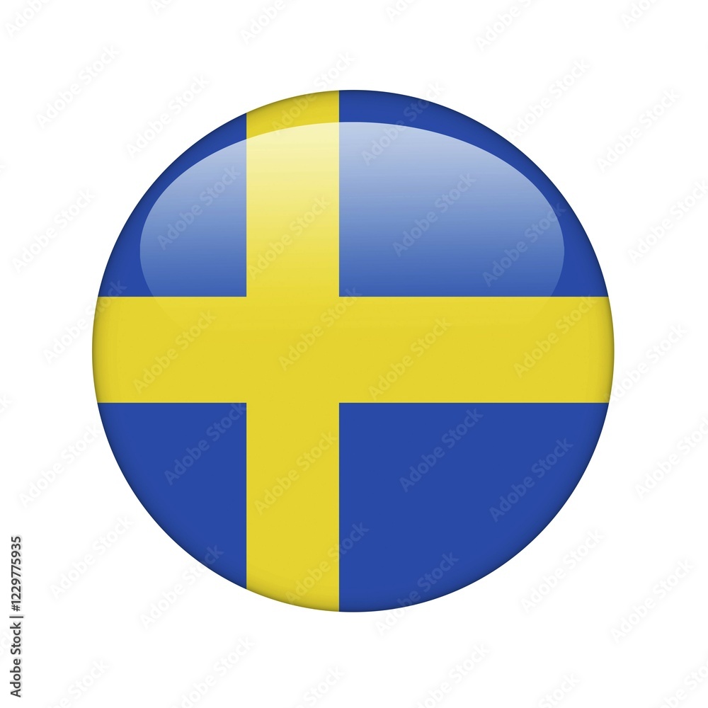 The Swedish flag in the form of a glossy icon The Swedish flag in the form of a glossy icon