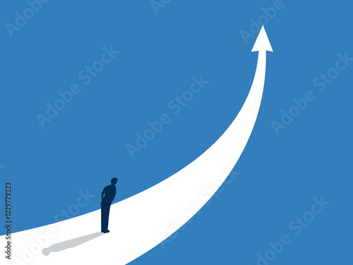 Business growth, Businessman standing and analyzing the path to achieve future goals