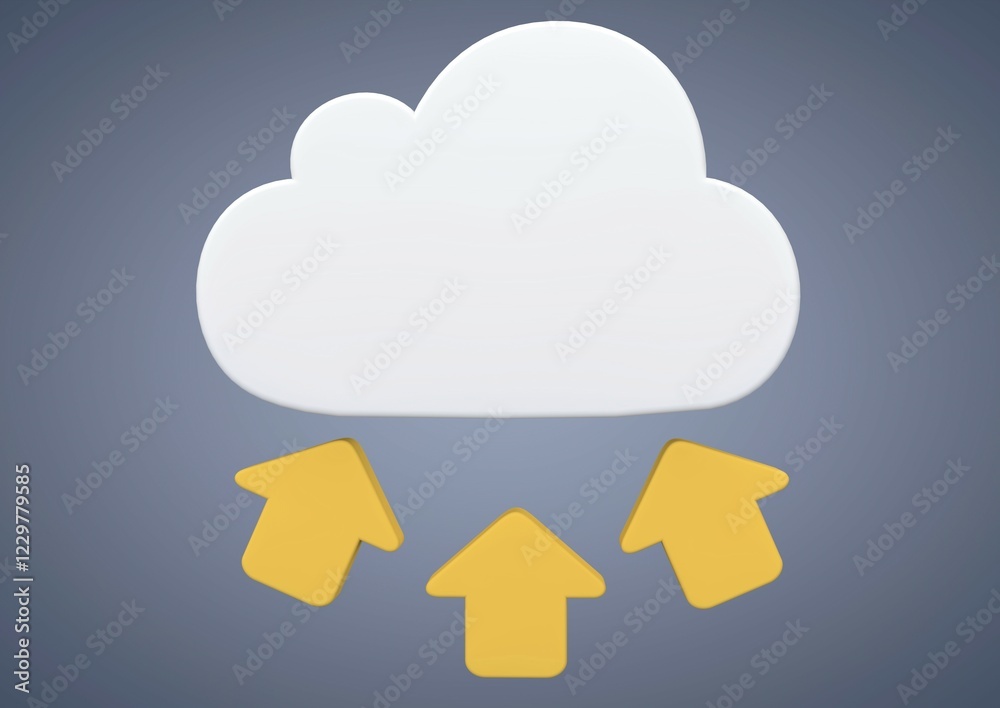 Cloud, internet, symbolic image for cloud computing, 3D illustration Cloud, internet, symbolic image for cloud computing, 3D illustration