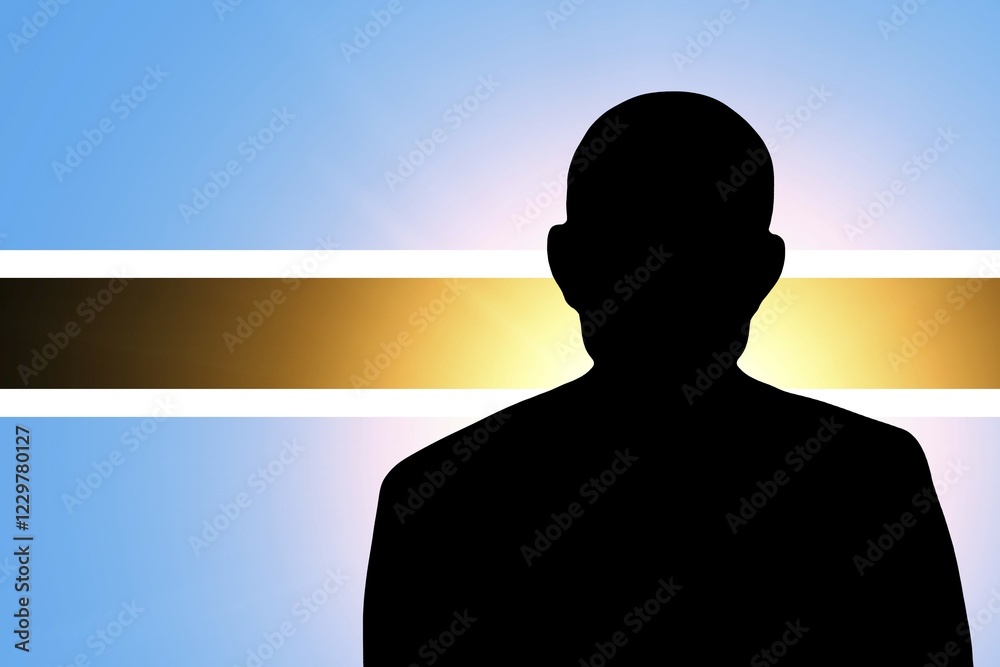 The Botswana flag and the silhouette of an unknown man The Botswana flag and the silhouette of an unknown man