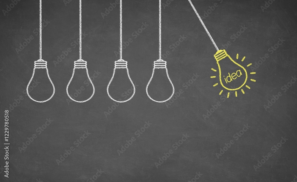 Ideas Light Bulb Concept Work on Blackboard Ideas Light Bulb Concept Work on Blackboard