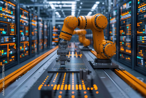 Innovative industrial robots operating in a high-tech manufacturing facility during daytime