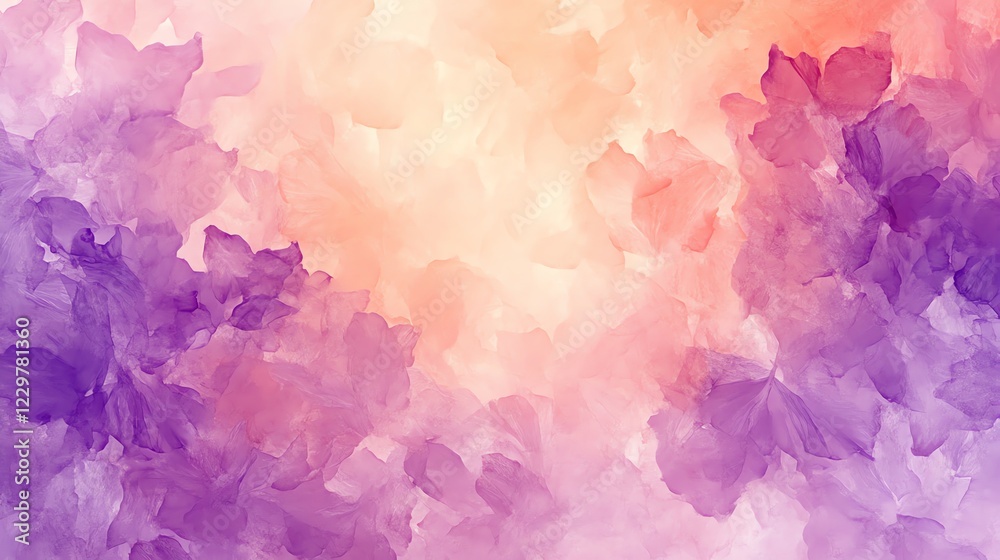 Fototapeta premium Abstract Purple and Orange Watercolor Flower Background