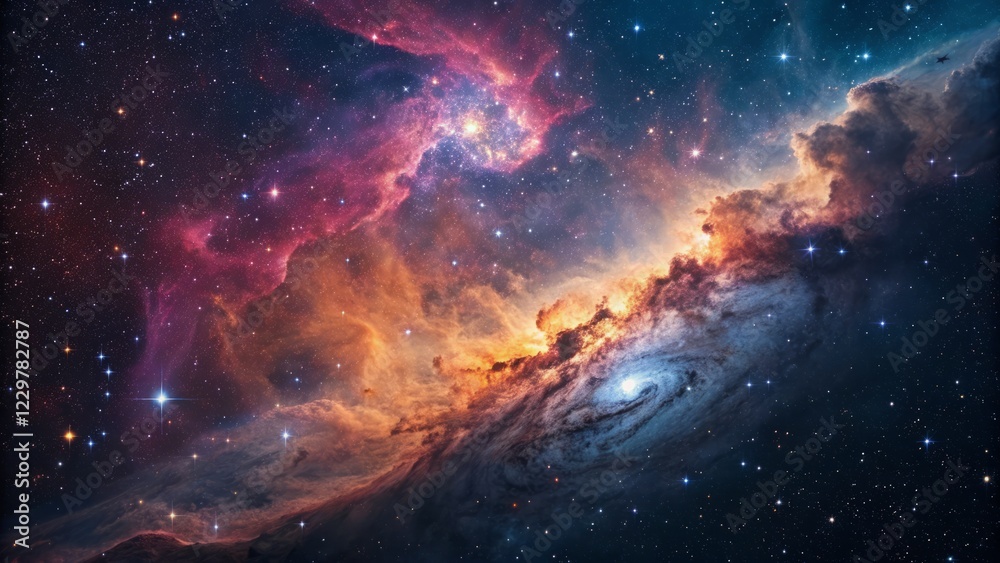 Fototapeta premium Cosmic Nebula: Stunning Starry Night Sky Astrophotography