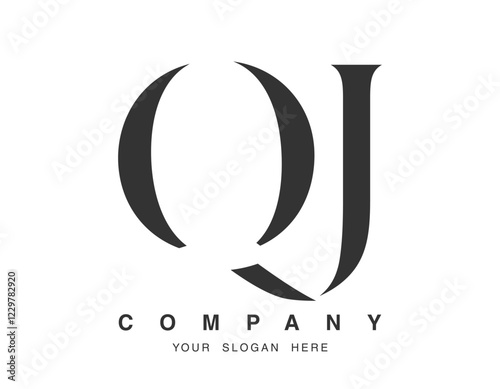 QJ logo design. Initial letter q and j serif font style. Creative classic company name typography. Trendy logotype or identity. photo