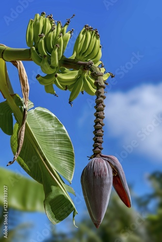 Banana (Musa ensete), perennial with flower, Maupiti, Society Islands, French Polynesia, Oceania photo