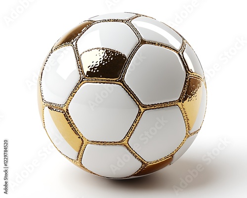 3d rendering golden white soccer ball. photo