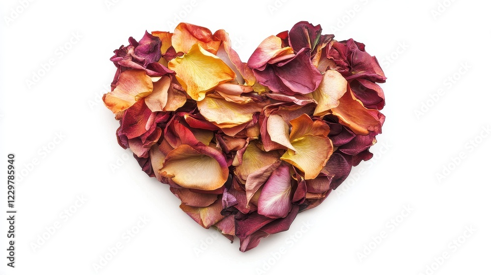 A heart made entirely of rose petals, elegant floral composition, macro photography, isolated on white background. A heart made entirely of rose petals, elegant floral composition, macro photography, isolated on white background.