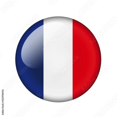 Obraz na płótnie The French flag. Round glossy icon. Isolated on white background w salonie