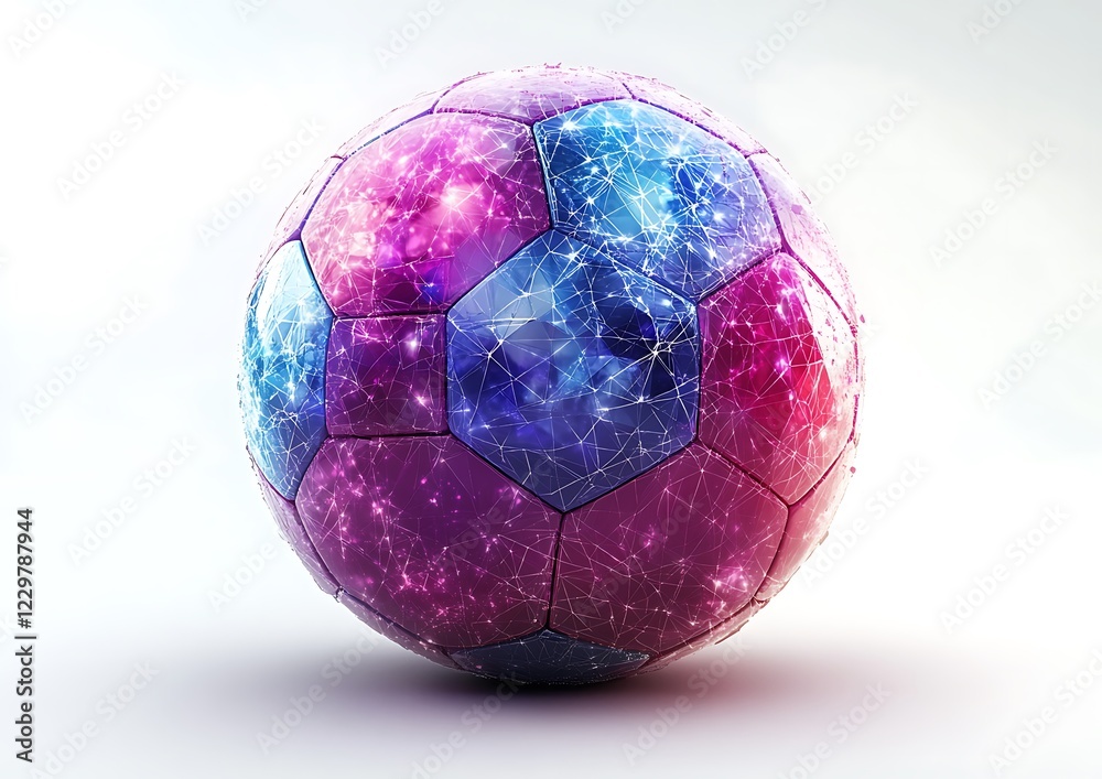 Fototapeta premium 3d white and violet leather soccer ball