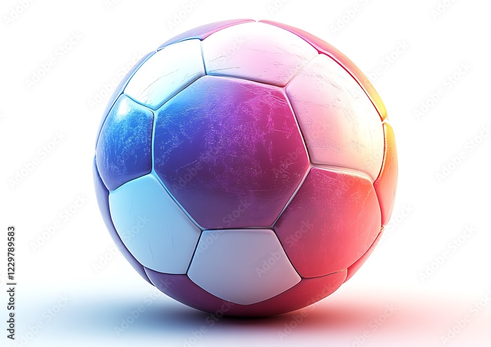 Fototapeta premium 3d white and violet leather soccer ball
