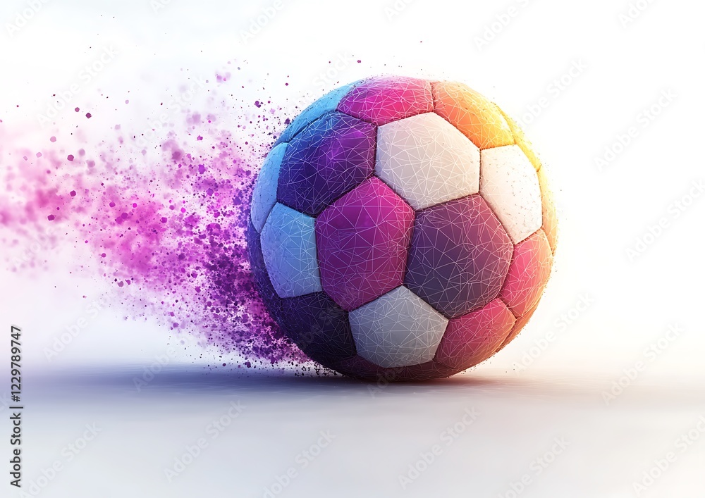 3d white and violet leather soccer ball 3d white and violet leather soccer ball