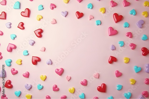 Colorful confetti with love-themed elements