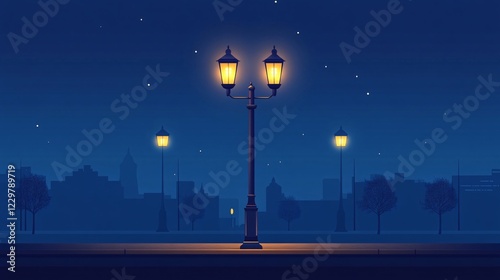 Modern Urban Street Lamp Flat Vector Illustration for Graphic Design Projects photo