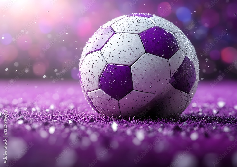 Fototapeta premium 3d white and violet leather soccer ball
