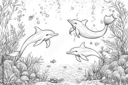 Majestic Dolphins in an Underwater Realm