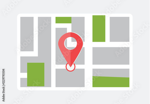 City map and map pin icon, vector illustration