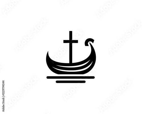 Viking Ship Logo Design Template