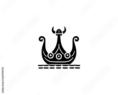 Viking Ship Logo Design Template