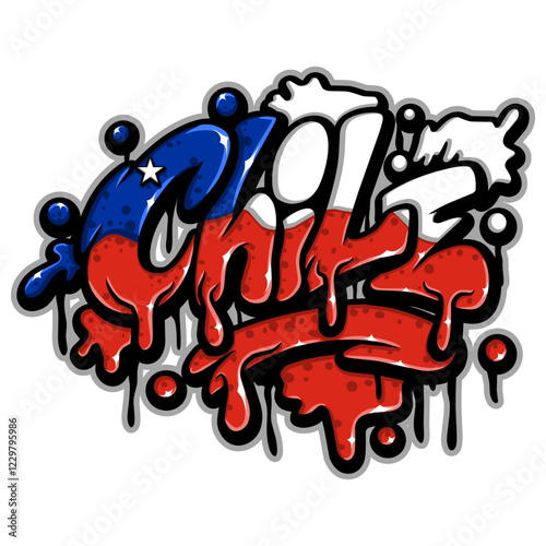 chile country flag in graffiti art style
