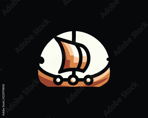 Viking Ship Logo Design Template