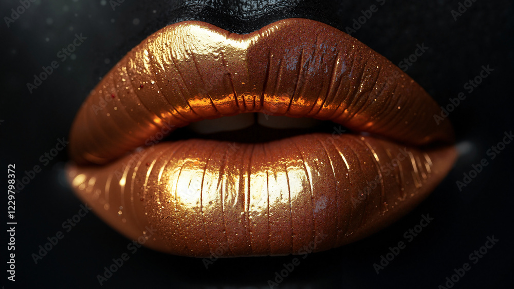 Close-Up of Golden Brown Lipstick on Luscious Lips for Beauty Brands, Fashion Marketing, and Cosmetic Tutorials Close-Up of Golden Brown Lipstick on Luscious Lips for Beauty Brands, Fashion Marketing, and Cosmetic Tutorials