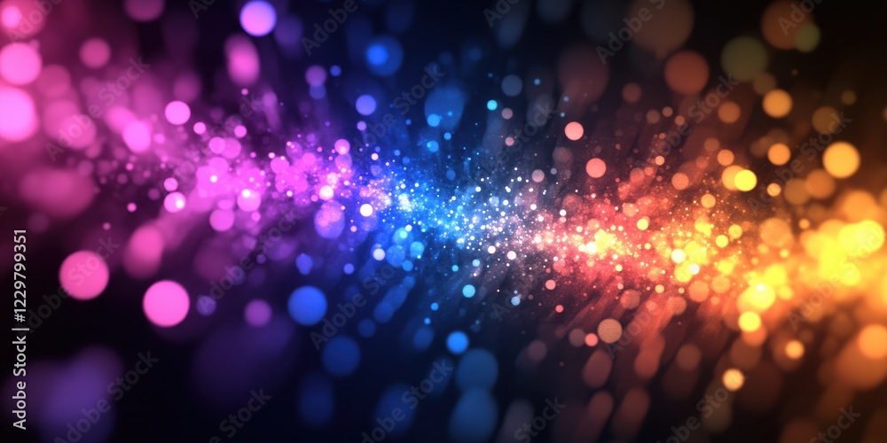 Colorful Bokeh Lights with Sparkles and Radiant Particles in Vibrant Rainbow Hues on a Dark Background for Creative Design Projects Colorful Bokeh Lights with Sparkles and Radiant Particles in Vibrant Rainbow Hues on a Dark Background for Creative Design Projects