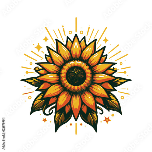 Sunflower blooming vector art illustration
