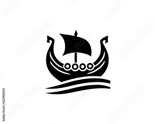 Viking Ship Logo Design Template