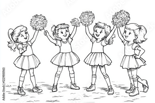 Cheerleading Girls Coloring Page