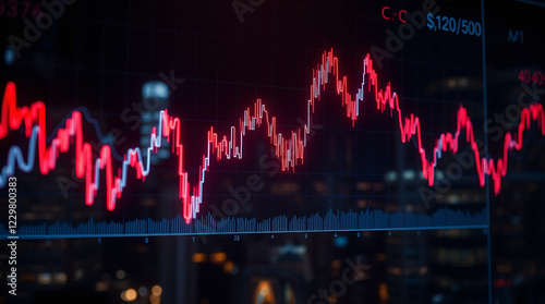 Glowing Stock Market Trends Displayed Against a Vibrant City at Night