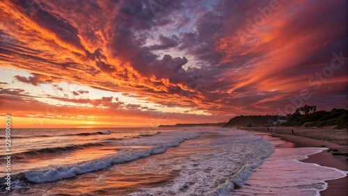 Annal: Serene Coastal Sunset, Dramatic Sky, Ocean Waves
