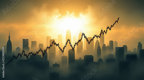 Glowing Stock Market Trends Displayed Against a Vibrant City at Night